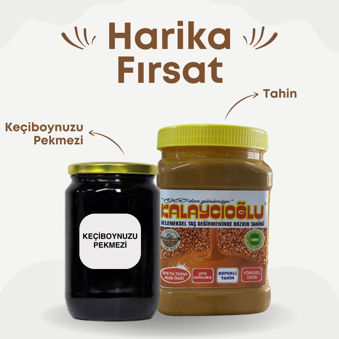 Çifte Kavrulmuş 935 Gr Tahin + Keçiboynuzu Pekmezi 850 Gr